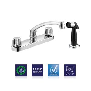 Two Handle Kitchen Faucet - Gerber® Style Stems with Sprayer